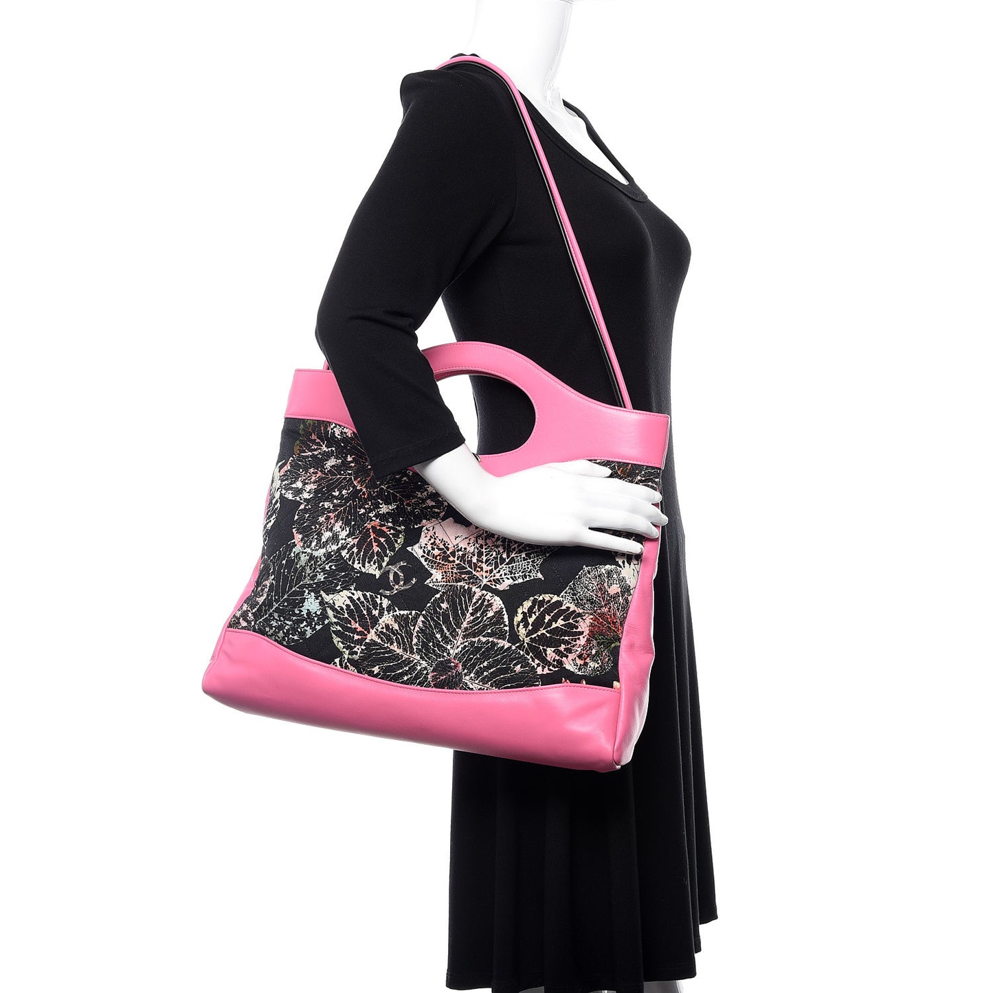 Patent Calfskin Canvas Printed Medium 31 Shopping Bag Pink