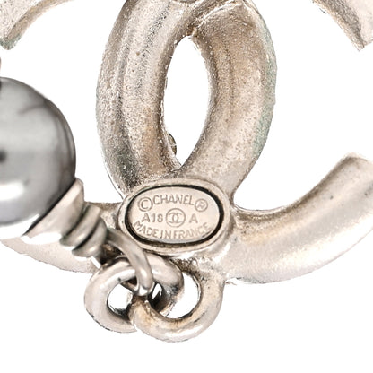 Chanel Crystal Pearl CC Drop Earrings Silver Grey 4 of 4