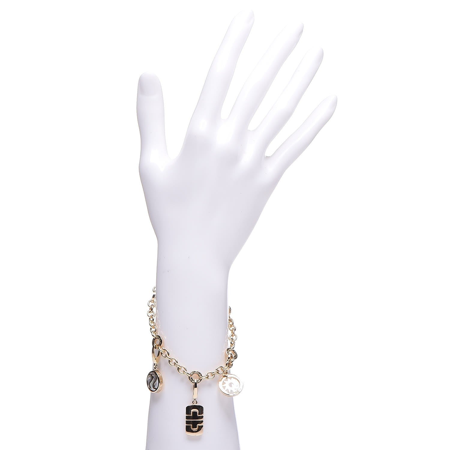 Bulgari 18K Yellow Gold Mother of Pearl Tondo Sun Parentesi Spinning Optical Charm Bracelet 2 of 8