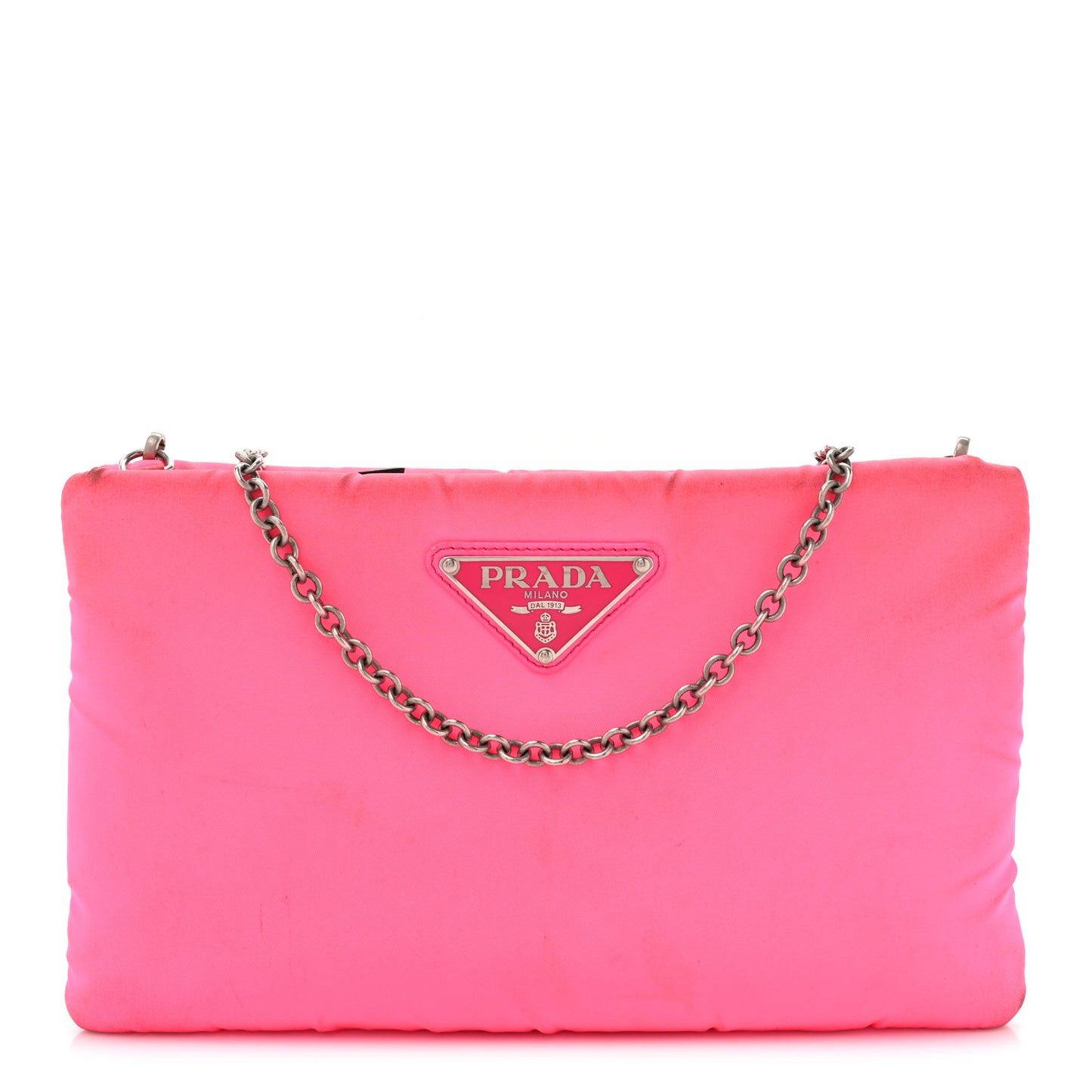 Tessuto Nylon Soft Padded Crossbody Clutch Rosa Fluo
