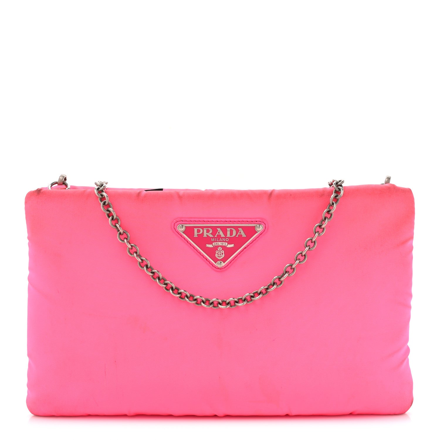 Prada Tessuto Nylon Soft Padded Crossbody Clutch Rosa Fluo 1 of 12