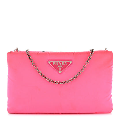 Prada Tessuto Nylon Soft Padded Crossbody Clutch Rosa Fluo 1 of 12
