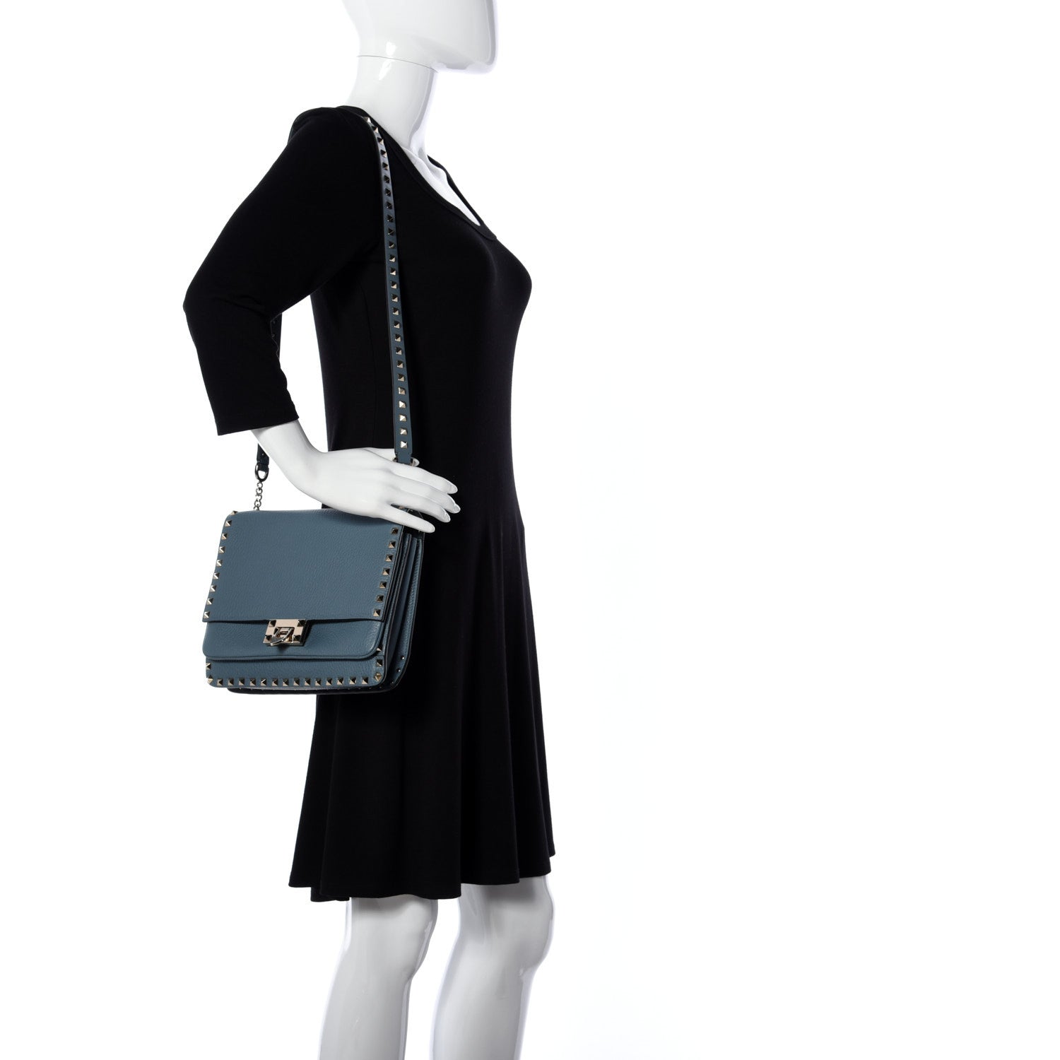 Valentino Garavani Grainy Calfskin Rockstud Flap Crossbody Bag Amadeus 4 of 13