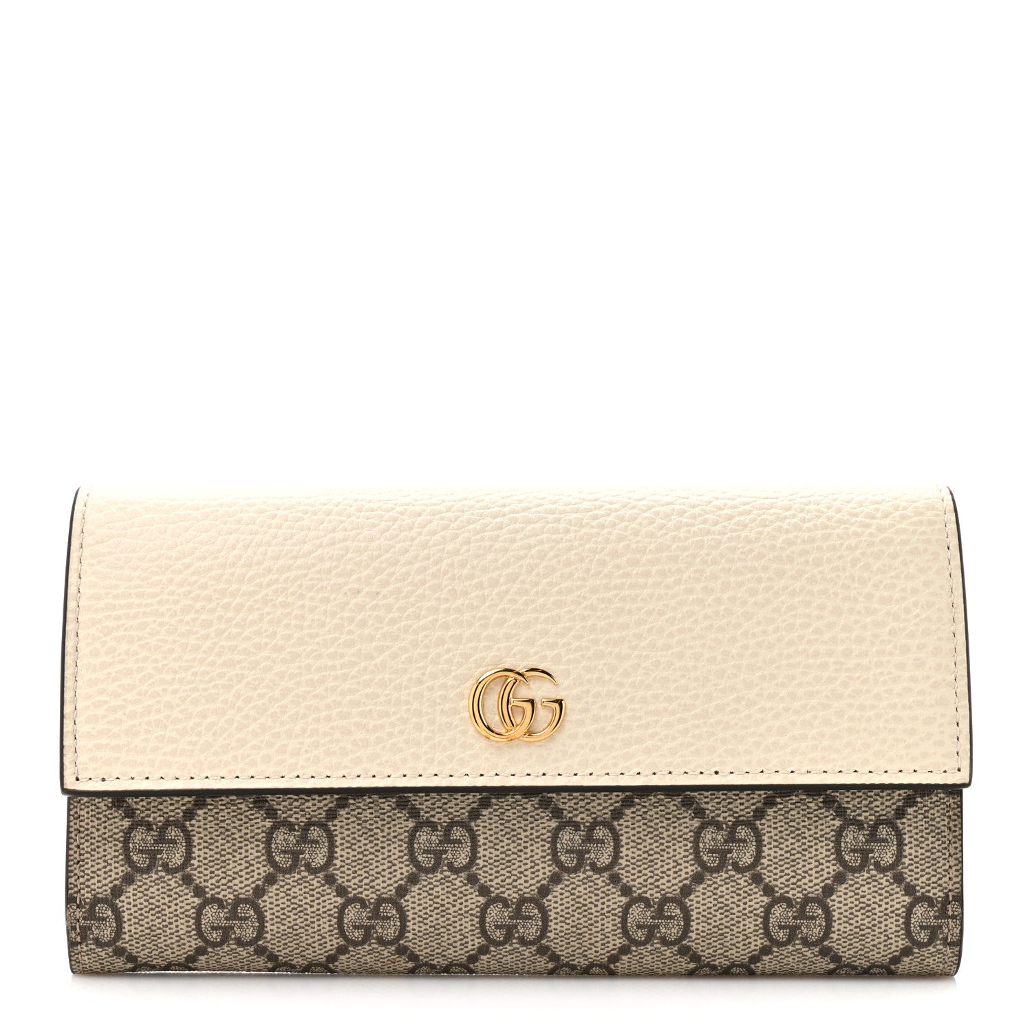 Gucci Dollar Calfskin GG Supreme Monogram GG Marmont Continental Wallet Mystic White Beige Ebony 1 of 9