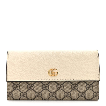 Gucci Dollar Calfskin GG Supreme Monogram GG Marmont Continental Wallet Mystic White Beige Ebony 1 of 9