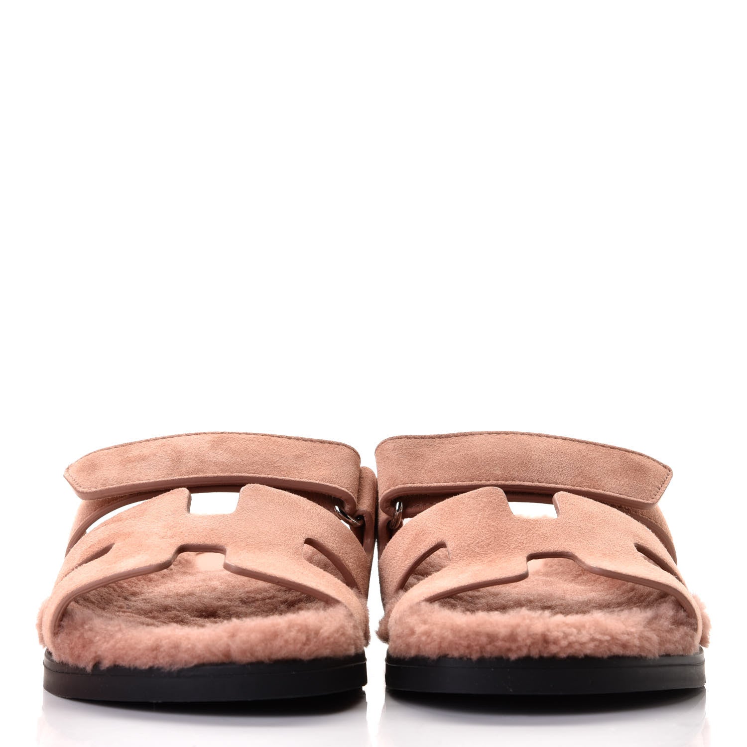 Hermes Suede Goatskin Woolskin Womens Chypre Sandals 37 Rose Aube 5 of 8
