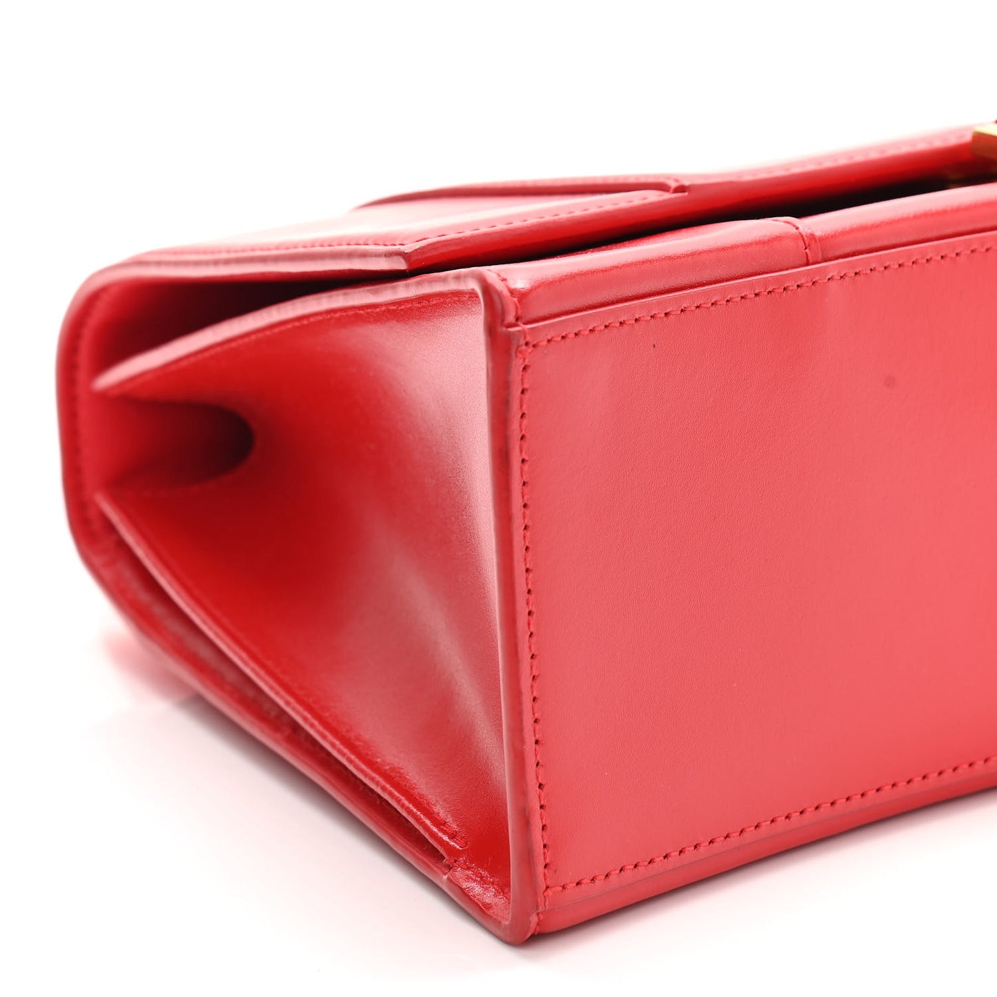 Shiny Box Calfskin Medium Hourglass Top Handle Bag Bright Red