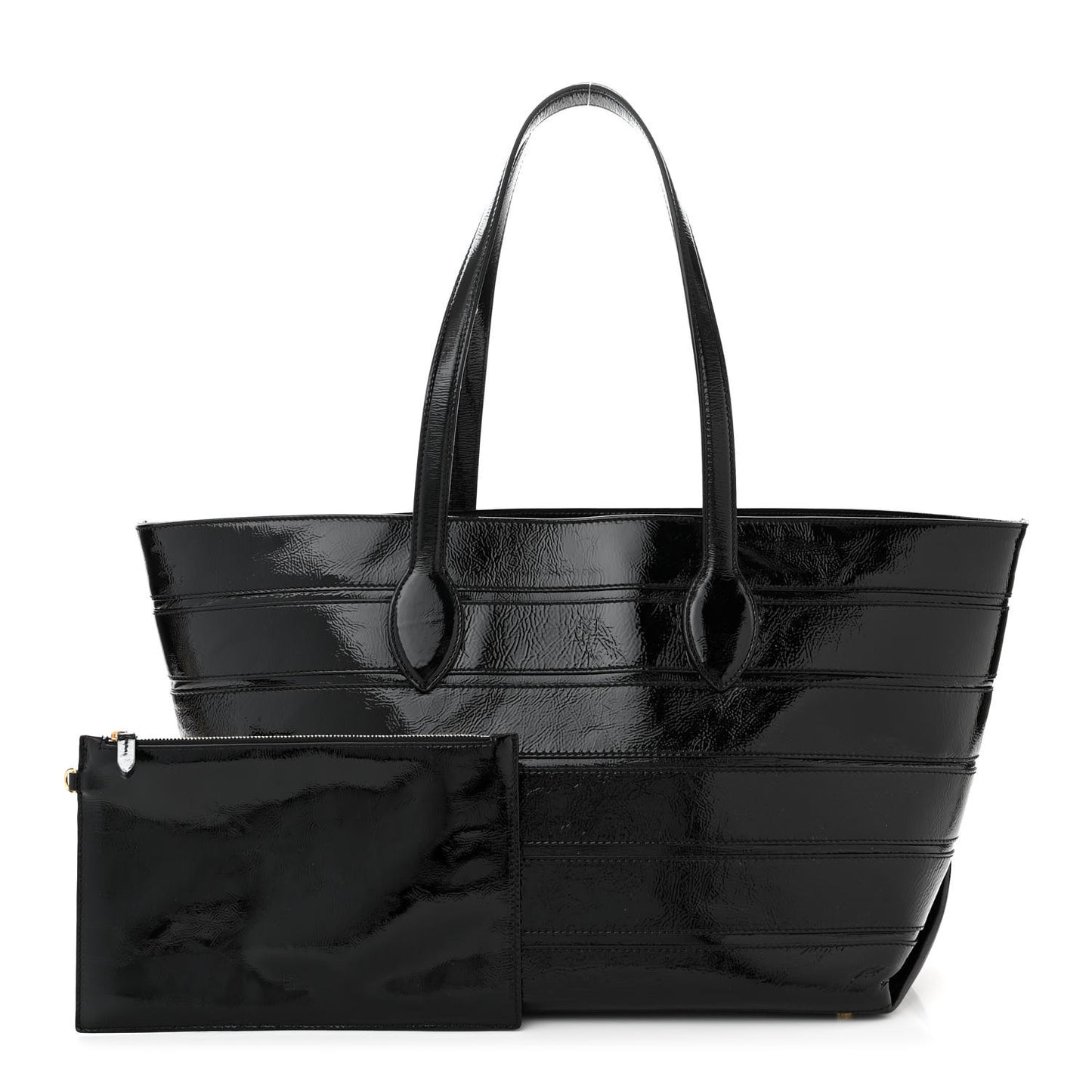 Patent Calfskin Florence Tote Black