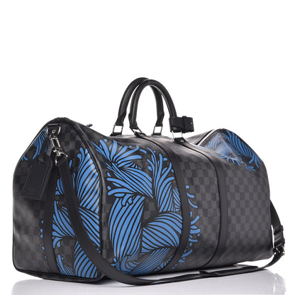 Louis Vuitton Damier Graphite Rope Keepall 55 Blue 3 of 9