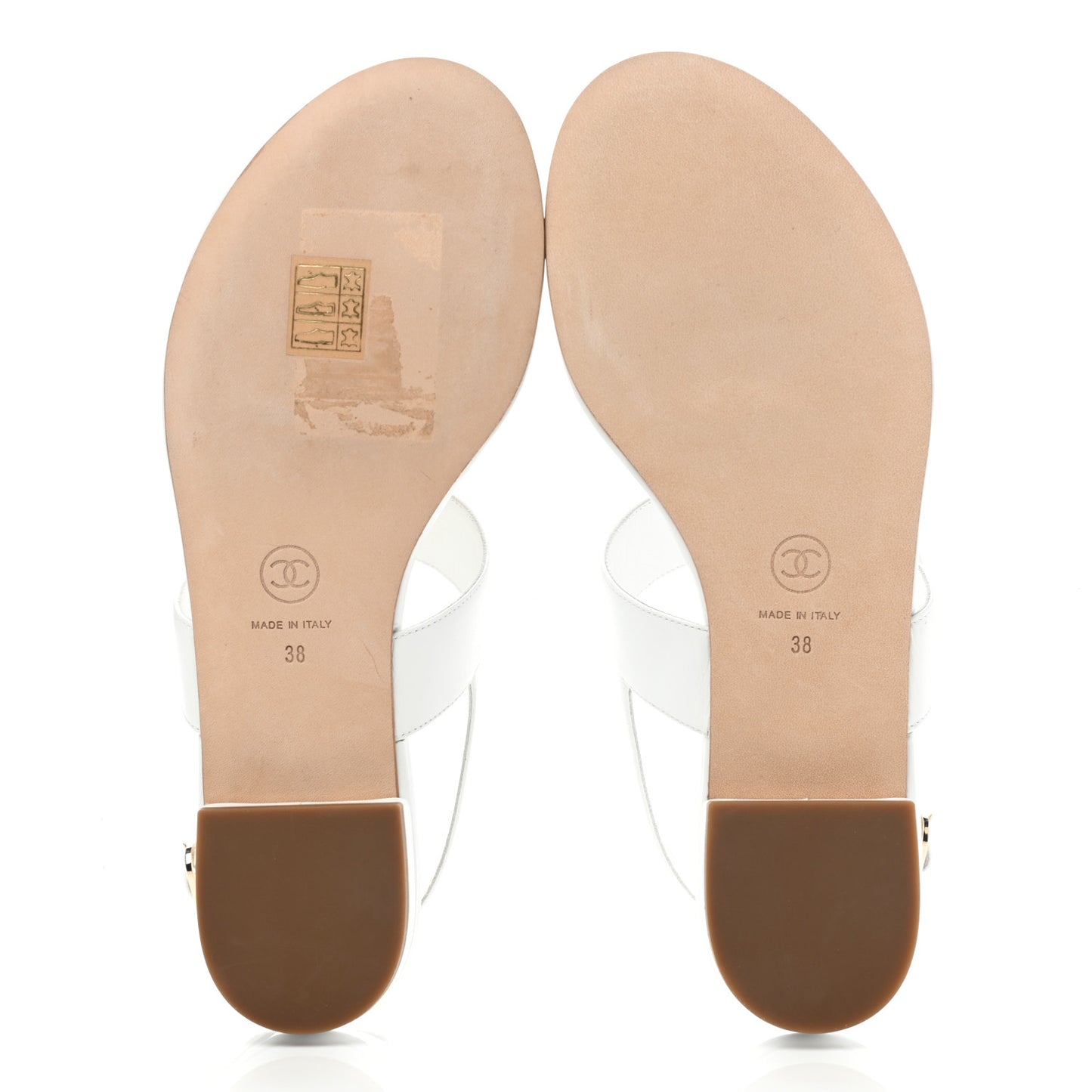 Lambskin CC Thong Sandals 38 White