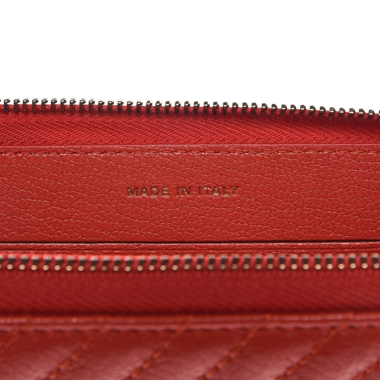 Shiny Goatskin Diagonal Quilted Small Zip Around Wallet Red