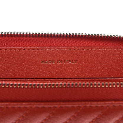 Chanel Shiny Goatskin Diagonal Quilted Small Zip Around Wallet Red 7 of 10