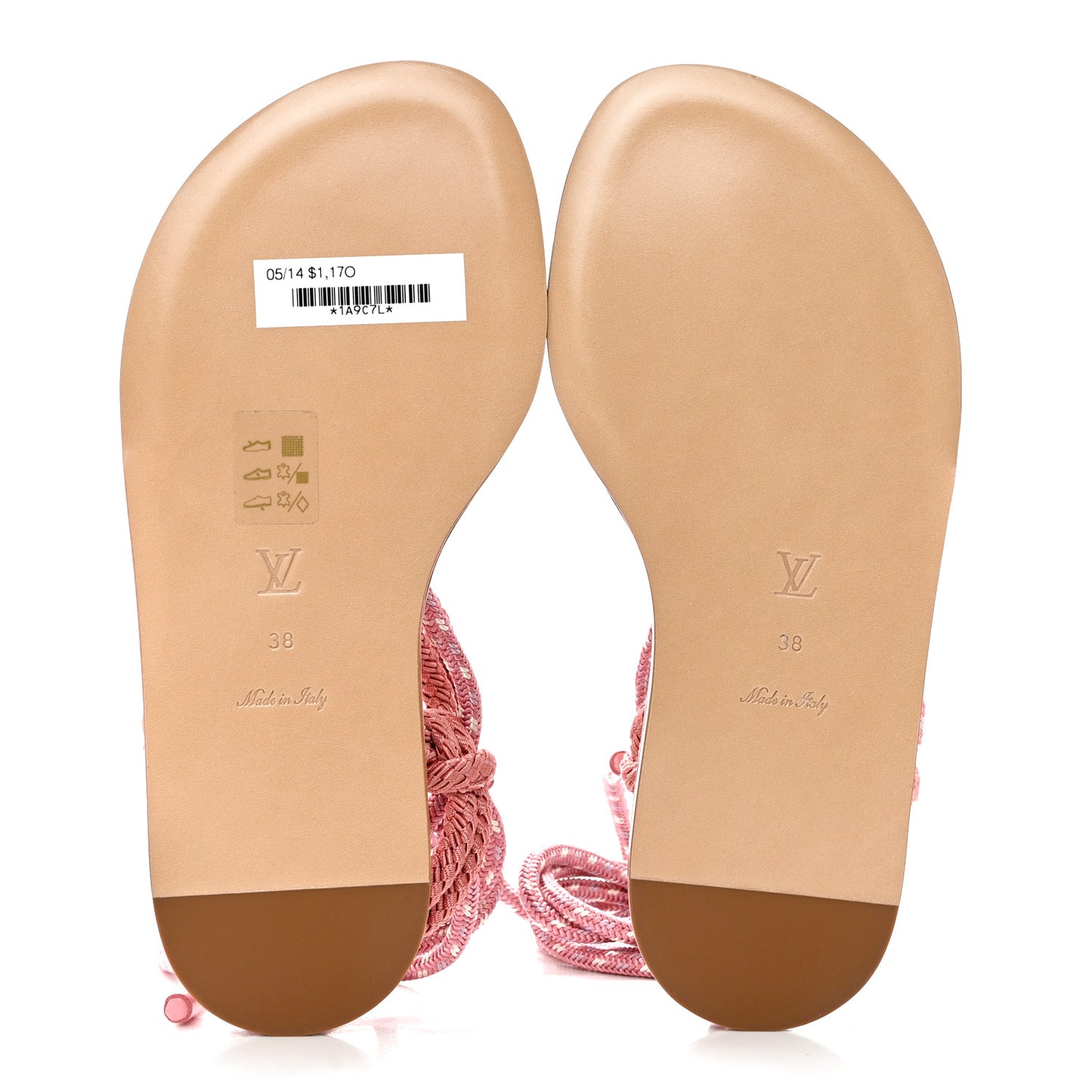 Fabric Maia Rope Flat Sandal 38 Rose Clair
