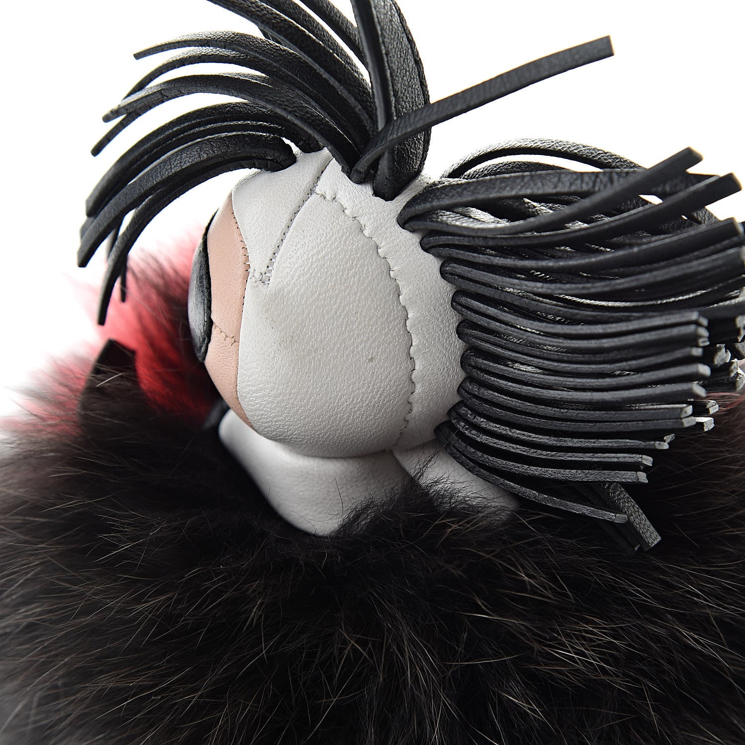 Fendi Fox Fur Shiny Nappa Bi-Color Super Karlito Pom Pom Bag Charm Moro Rosso Chiaro 5 of 6