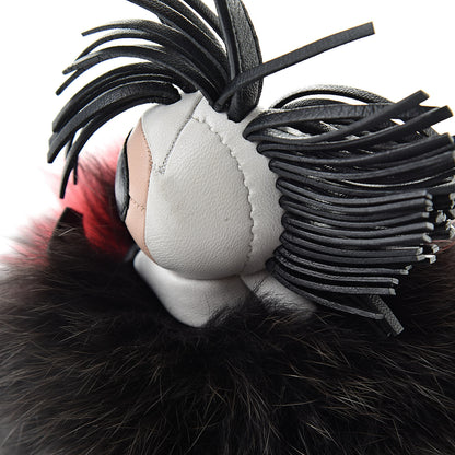 Fendi Fox Fur Shiny Nappa Bi-Color Super Karlito Pom Pom Bag Charm Moro Rosso Chiaro 5 of 6