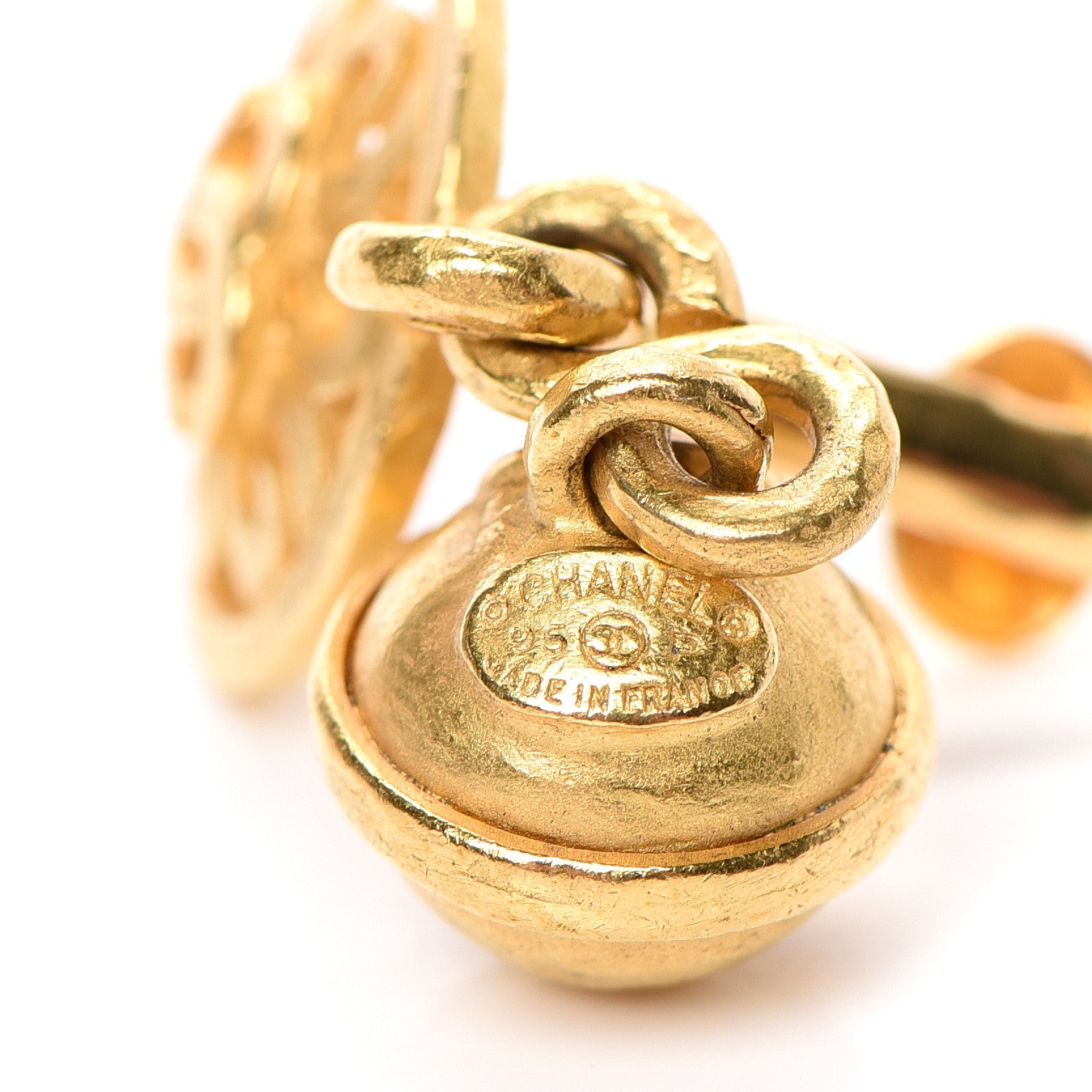 Chanel CC Clip On Drop Earrings Gold 4 of 4