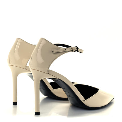 Saint Laurent Patent Anja 85 Ankle Strap Pointed Pumps 40 Coquille 4 of 11