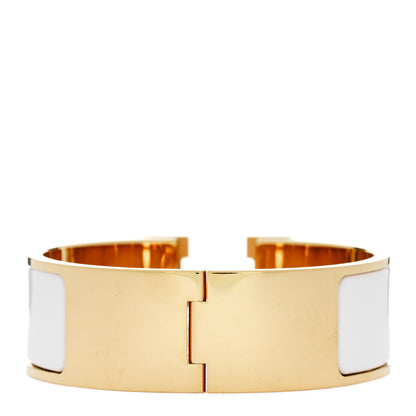 Hermes Enamel Wide Clic Clac H Bracelet PM White 3 of 4