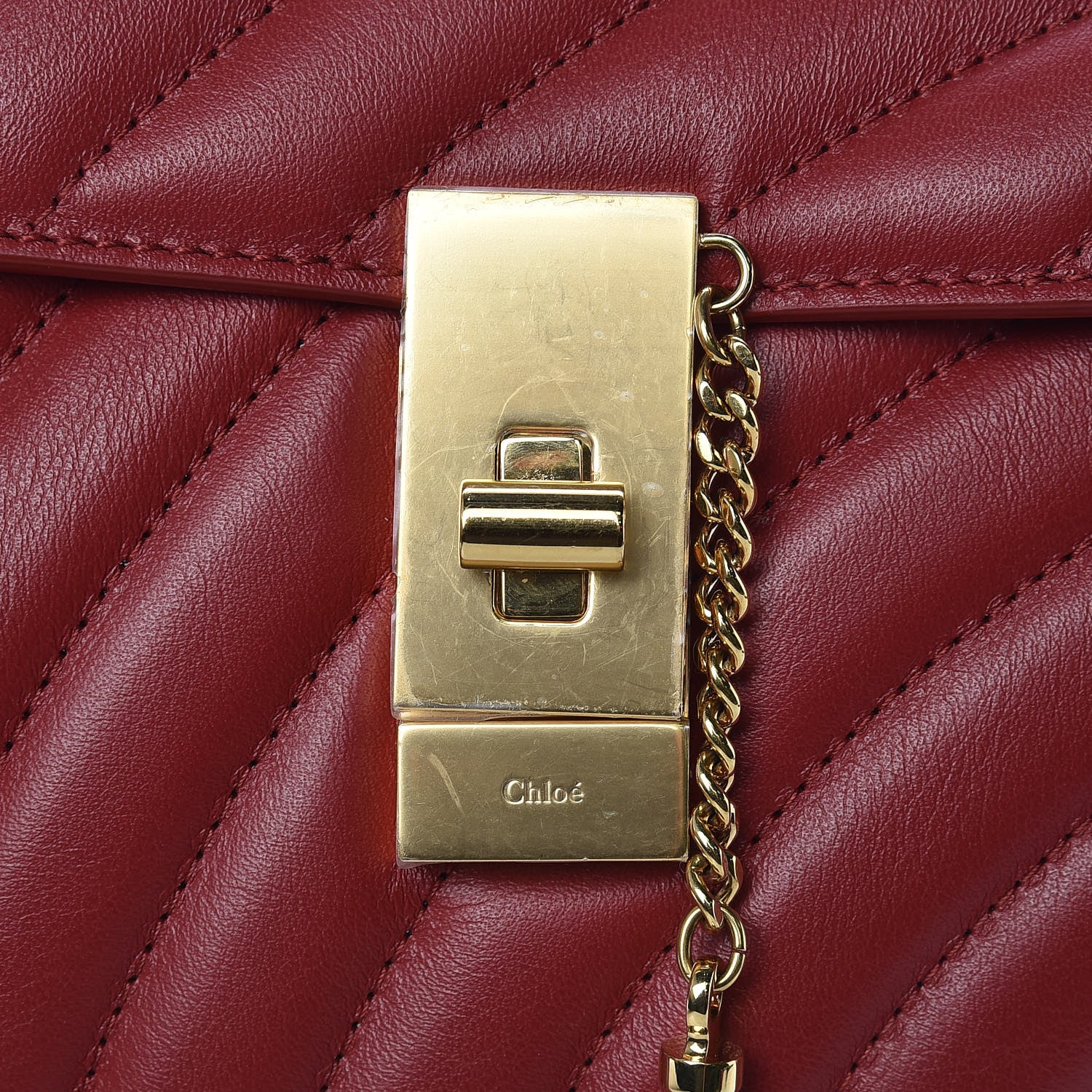 Chloe Calfskin Quilted Mini Drew Bijou Shoulder Bag Dahlia Red 8 of 8