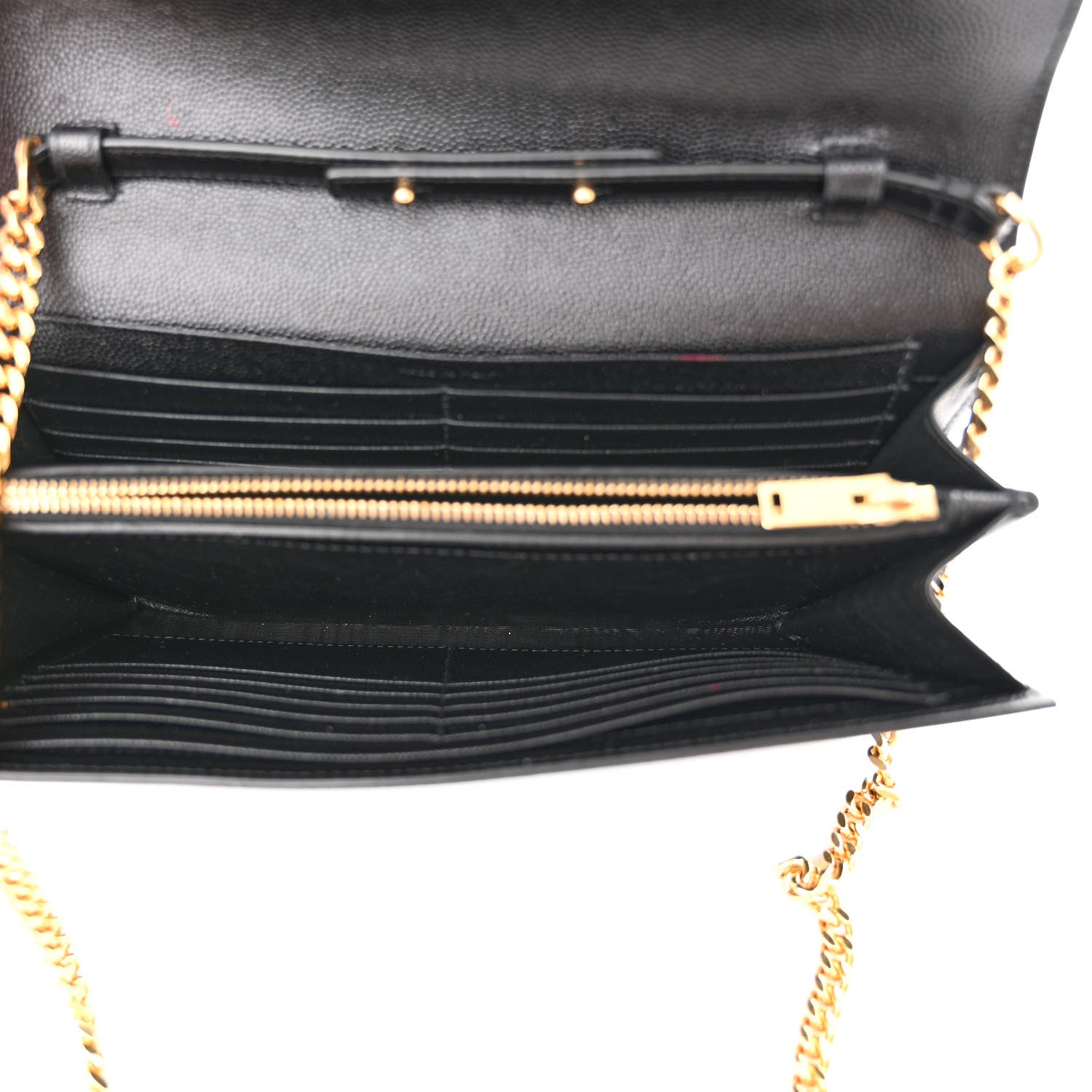Saint Laurent Grain De Poudre Monogram Chain Wallet Black 5 of 12