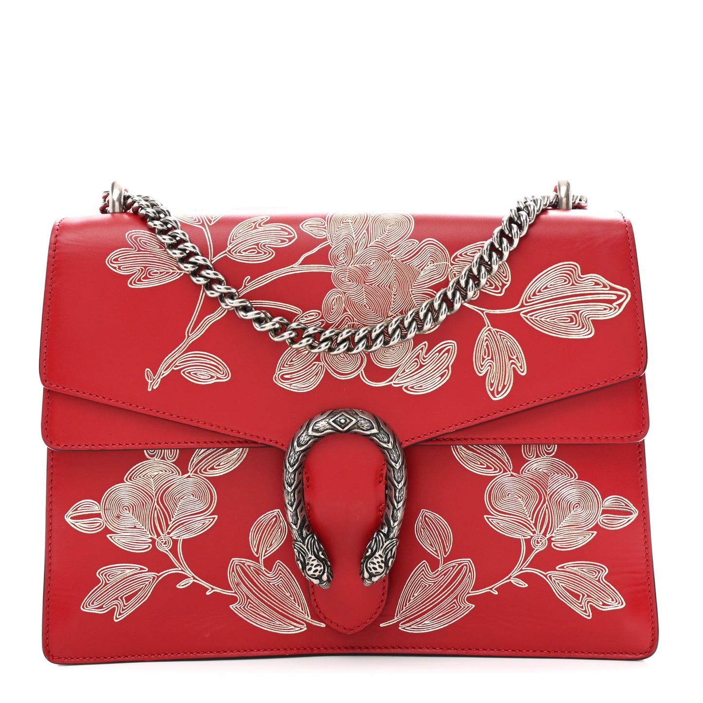 Calfskin Chinese New Year Medium Dionysus Shoulder Bag Hibiscus Red