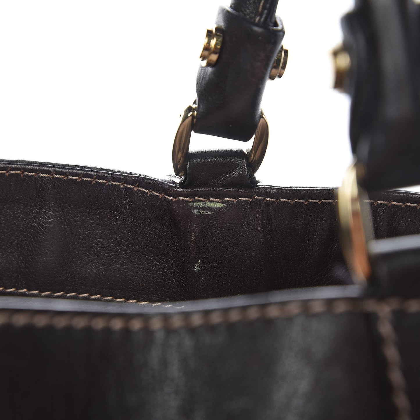 Monogram Medium D Gold Tote Bag Brown