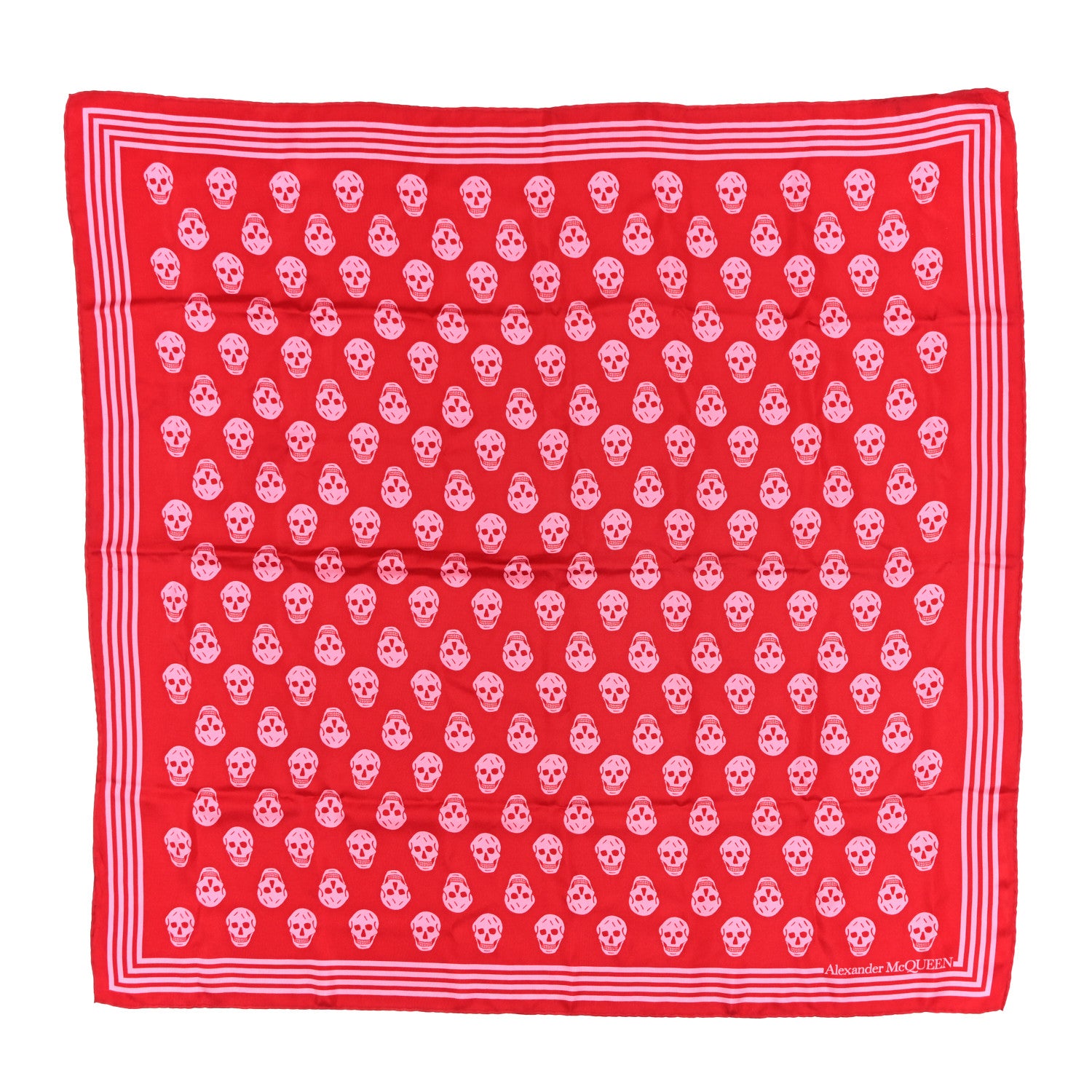Alexander McQueen Silk Chiffon Skull Scarf Red Pink 1 of 5