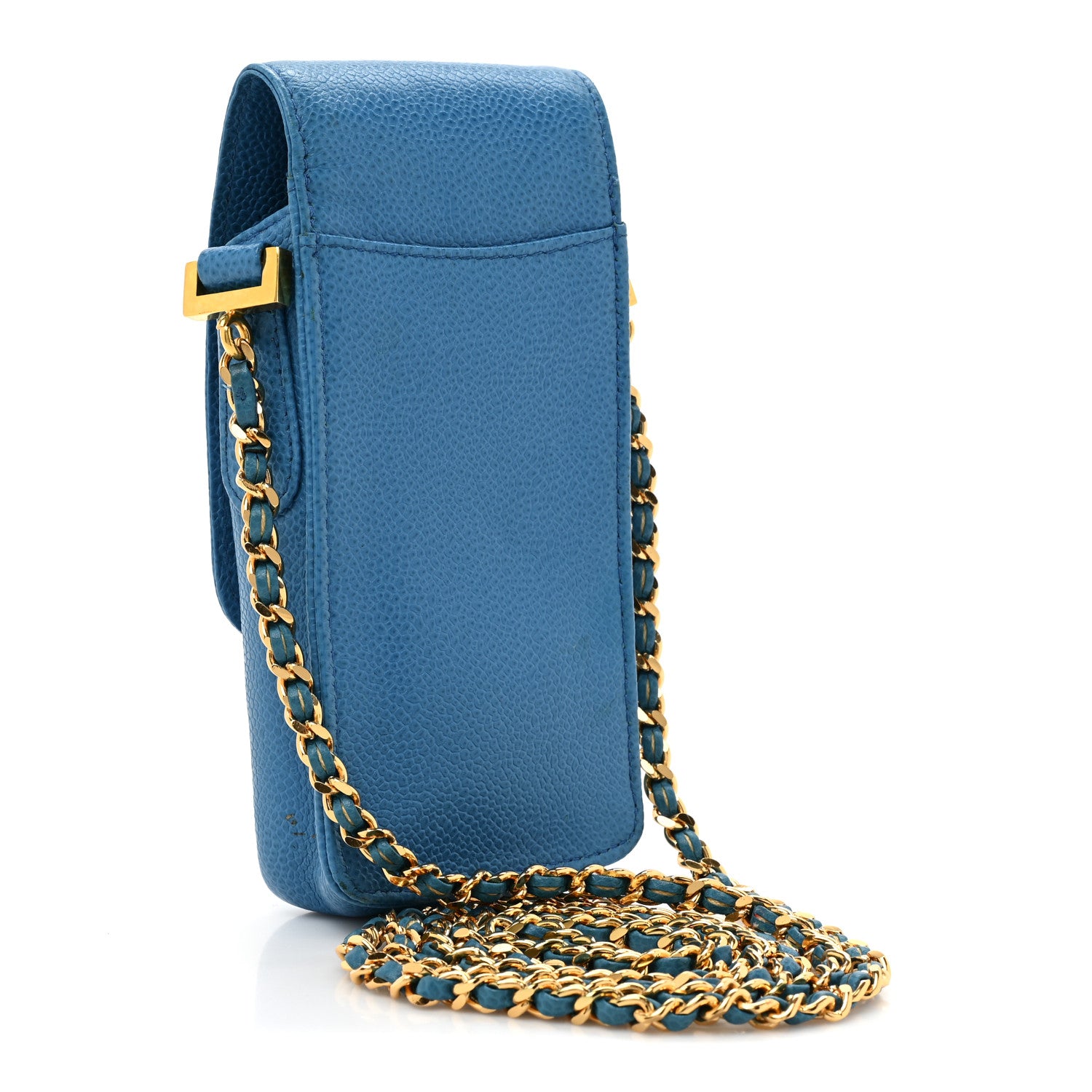 Chanel Caviar Phone Holder Crossbody Blue 2 of 14