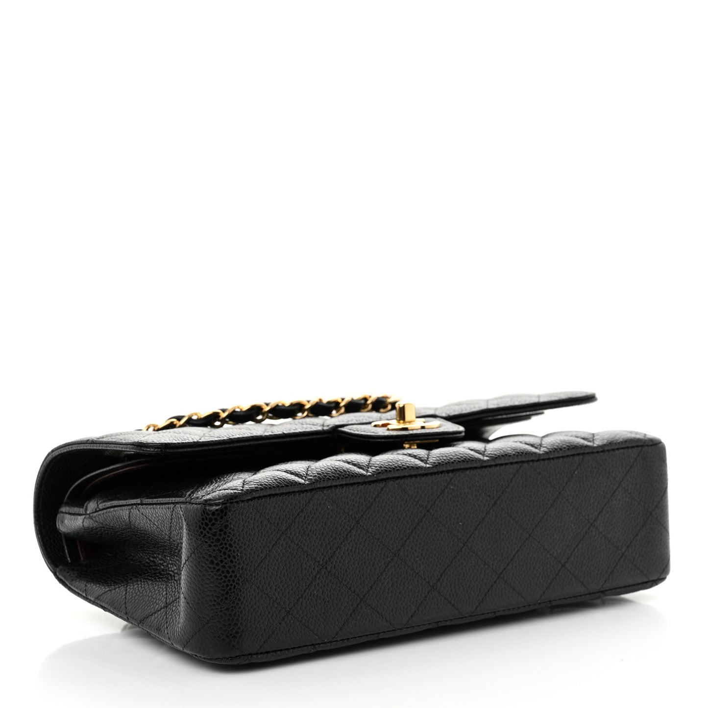 Caviar Quilted Medium Double Flap Black