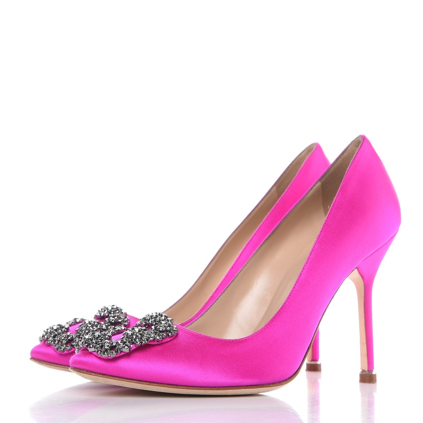 MANOLOBLAHNIKSatinCrystalHangisiPumps36Pink