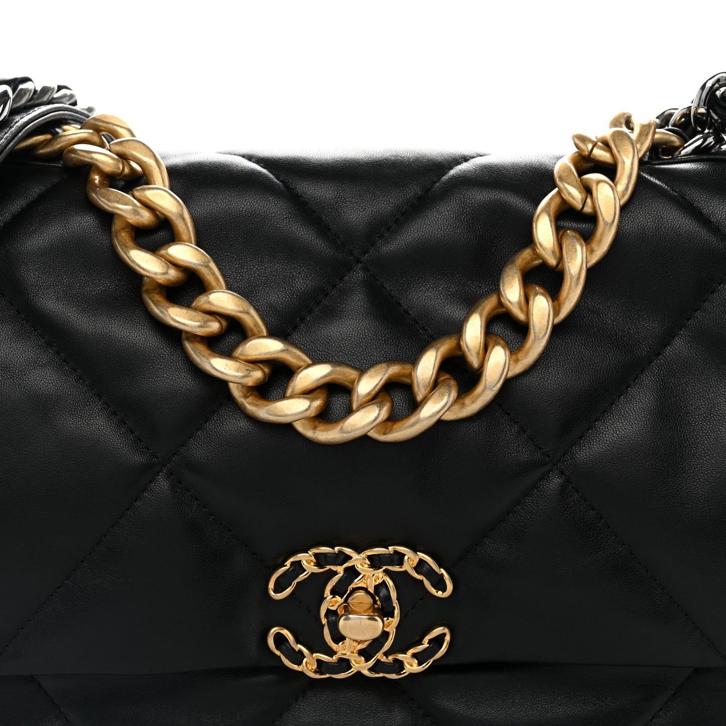 Lambskin Quilted Large Chanel 19 Flap Black
