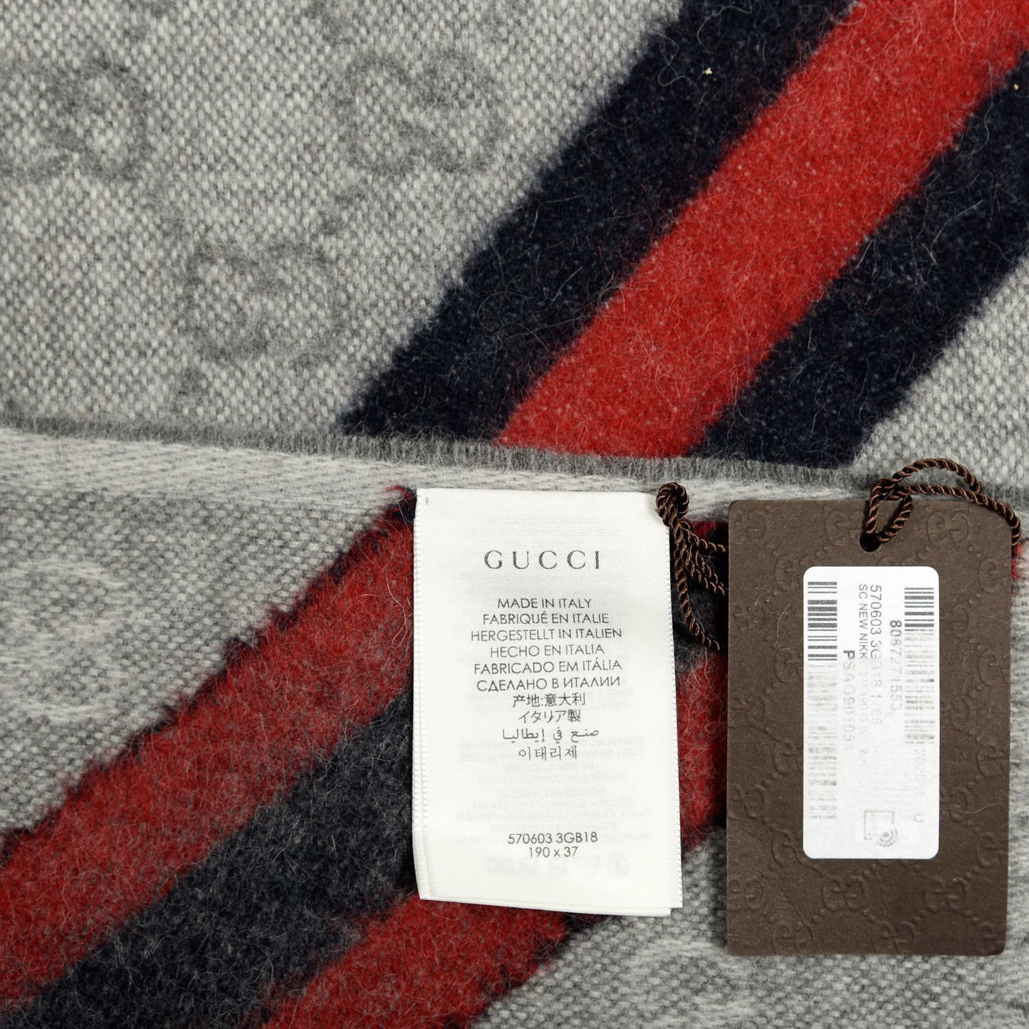 Wool Angora Monogram Web New Nikky Scarf Zinc Blue