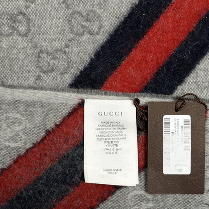 Gucci Wool Angora Monogram Web New Nikky Scarf Zinc Blue 3 of 3