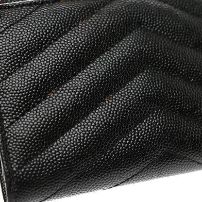 Saint Laurent Grain De Poudre Matelasse Chevron Small Monogram Envelope Wallet Black 7 of 7