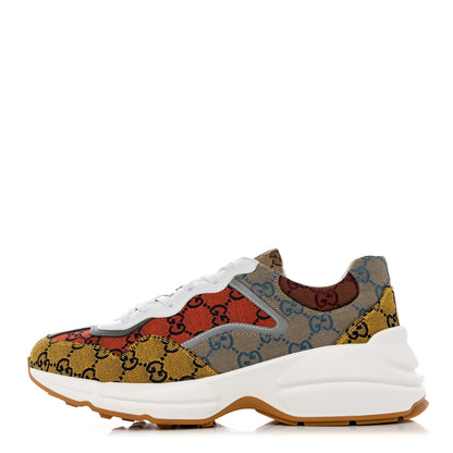 Gucci Monogram Multicolor Mens Rhyton Sneakers 9 Yellow Blue Great White Tabasco 1 of 8