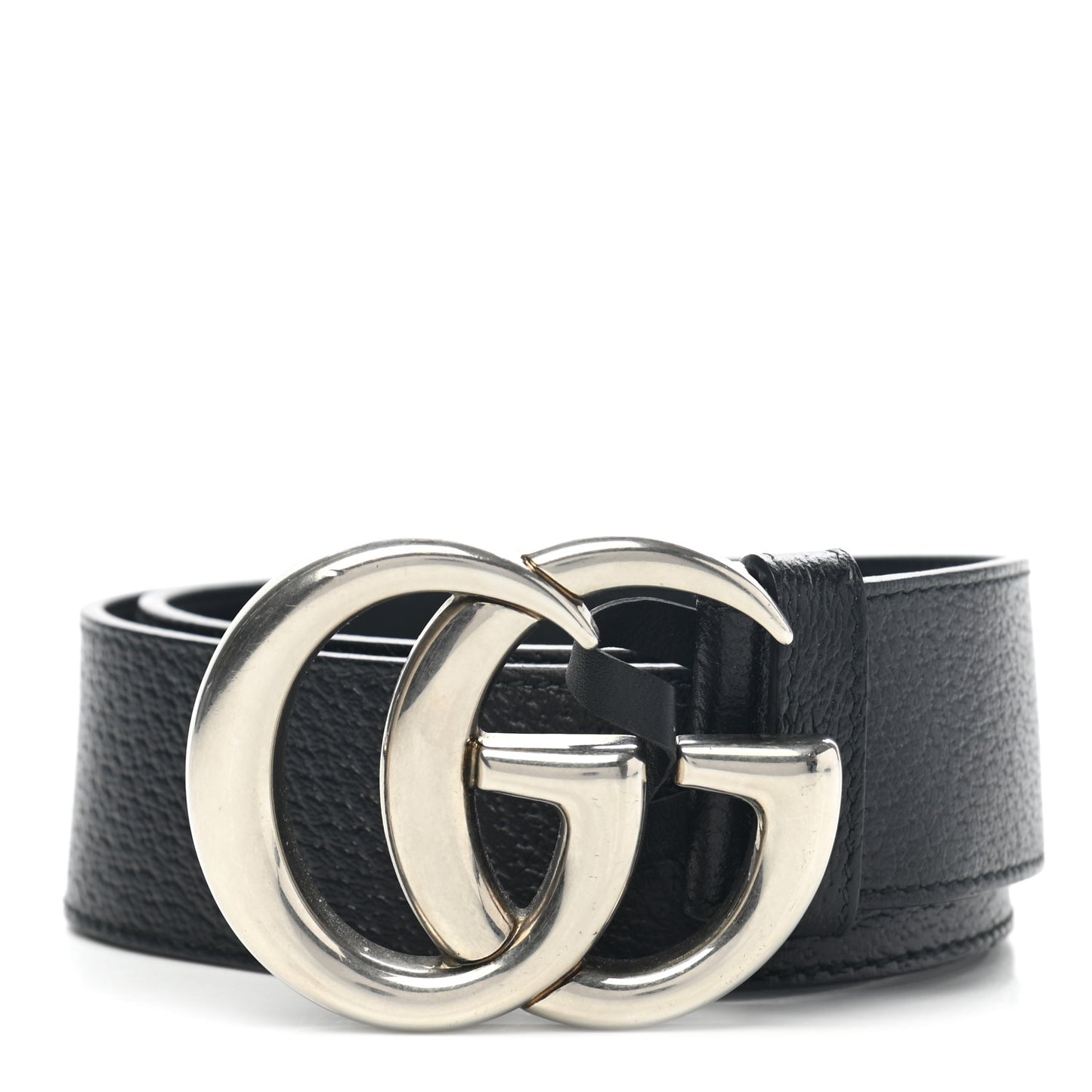 Textured Dollar Calfskin Nickel Double G 40mm Belt 80 32 Black