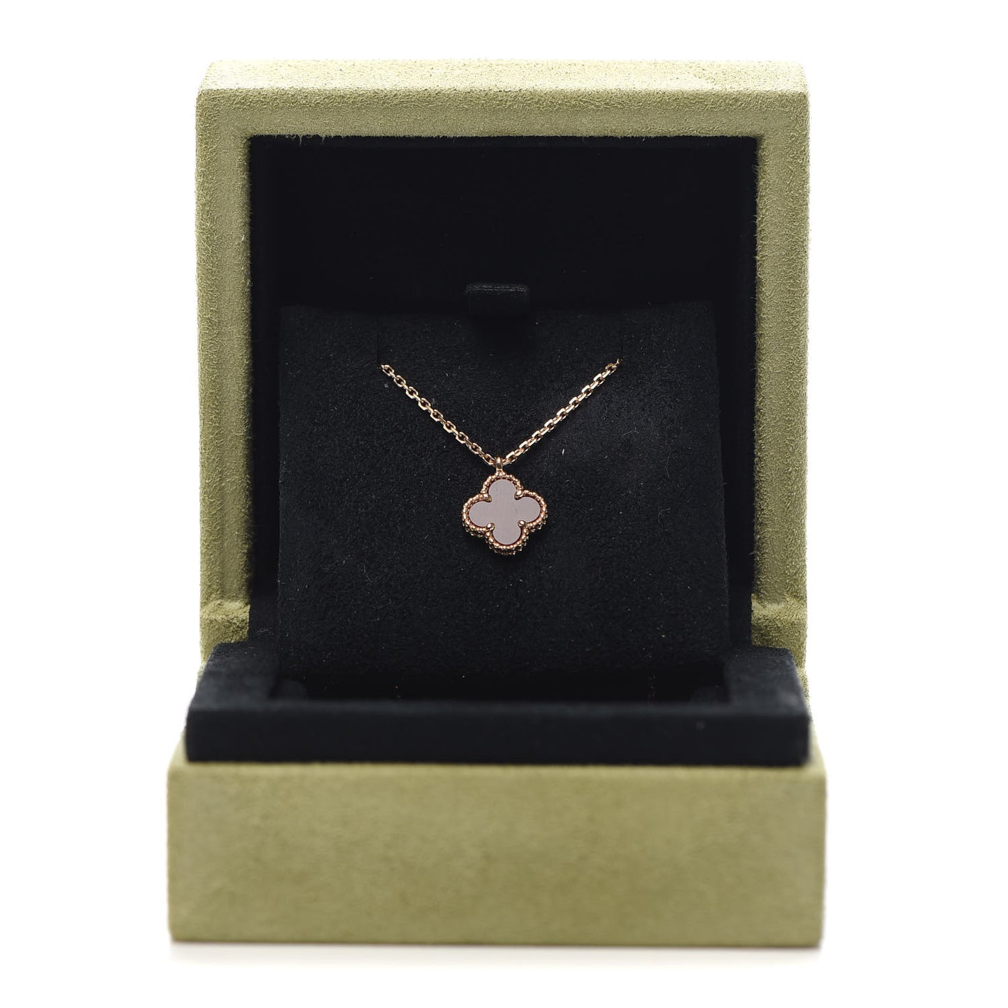 18K Rose Gold Carnelian Sweet Alhambra Pendant Necklace
