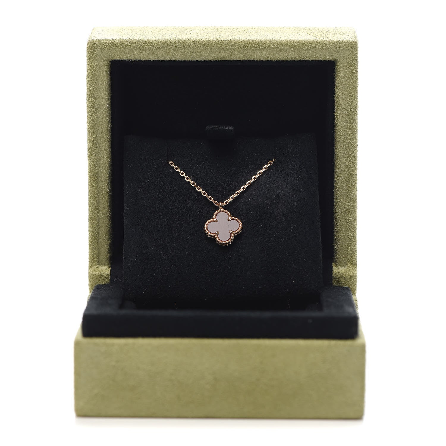 Van Cleef & Arpels 18K Rose Gold Carnelian Sweet Alhambra Pendant Necklace 7 of 7
