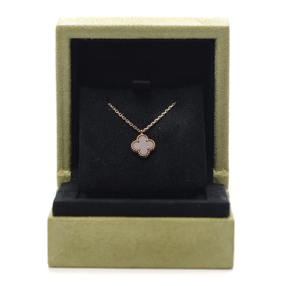 Van Cleef & Arpels 18K Rose Gold Carnelian Sweet Alhambra Pendant Necklace 7 of 7