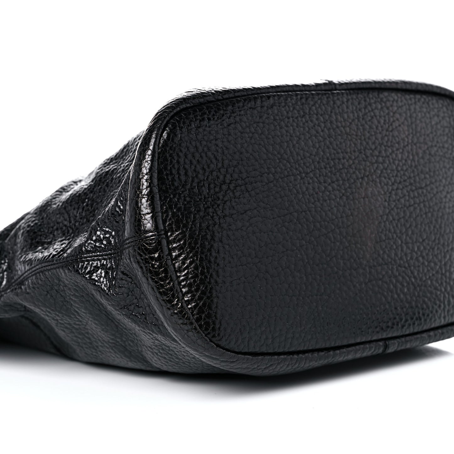 Glazed Pebbled Calfskin Nightingale North South Tote Black
