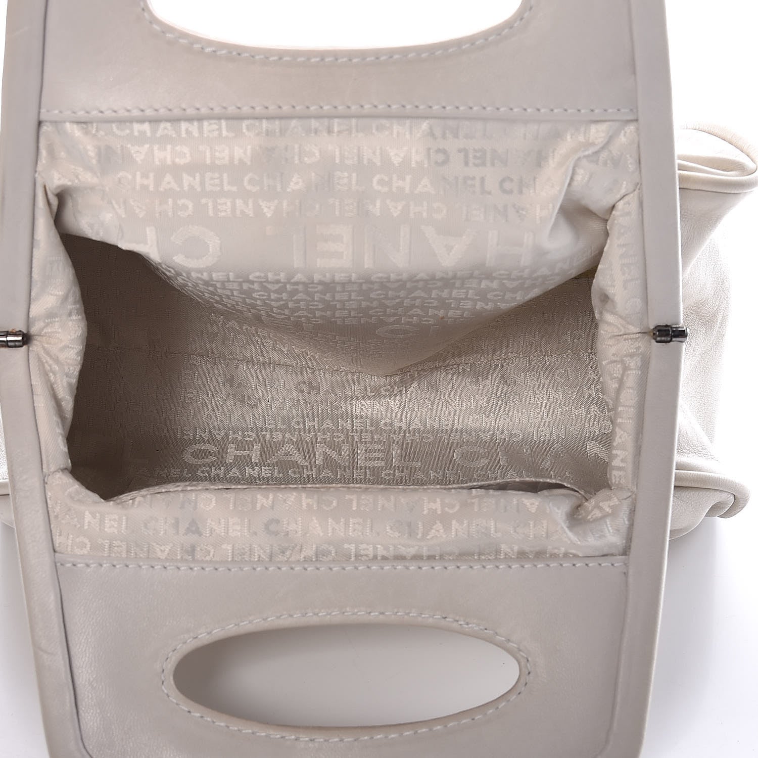 Chanel Lambskin Chain Embellished Frame Tote Ivory 5 of 14