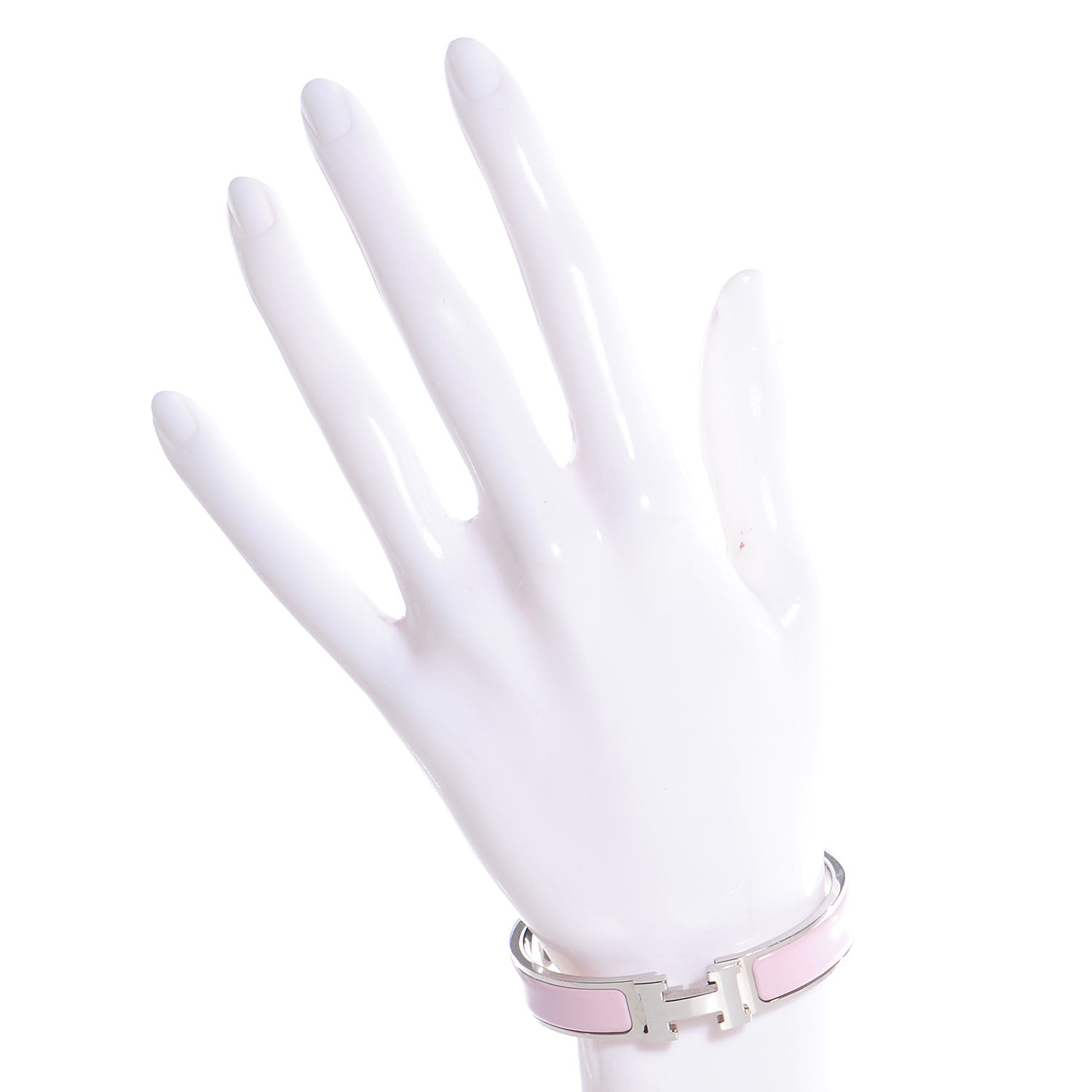 Hermes Enamel Narrow Clic Clac H Bracelet PM Rose Dragee 2 of 5