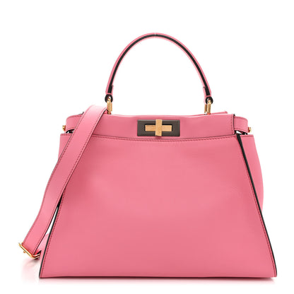 Fendi Vitello Seta Medium Peekaboo Iconic Satchel Pink 1 of 10
