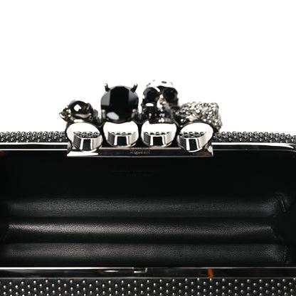 Alexander McQueen Suede Studded Skull Knuckle Box Clutch Black 5 of 11