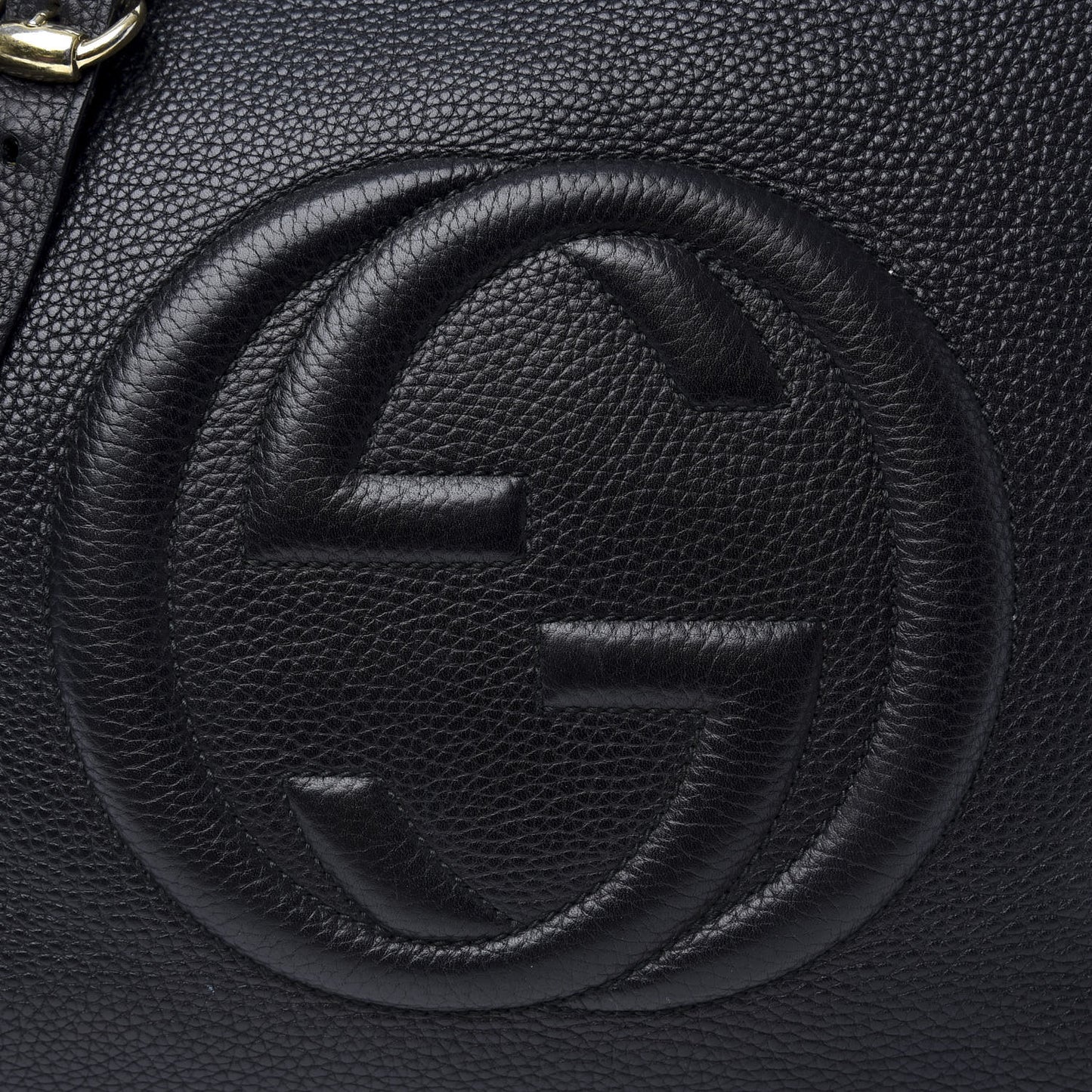 Pebbled Calfskin Large Soho Hobo Black