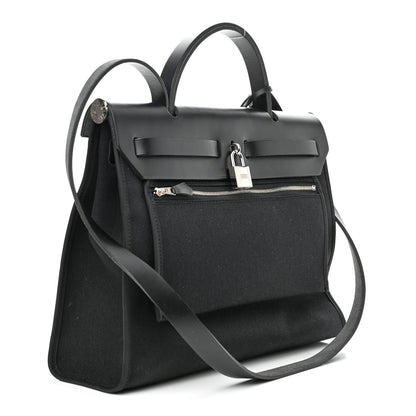 Hermes Military Toile Vache Hunter Herbag Zip PM 31 Black 4 of 11
