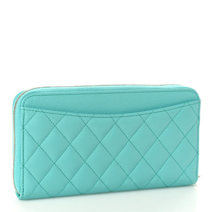 Chanel Caviar Quilted Large Gusset Zip Around Wallet Turquoise 3 of 9