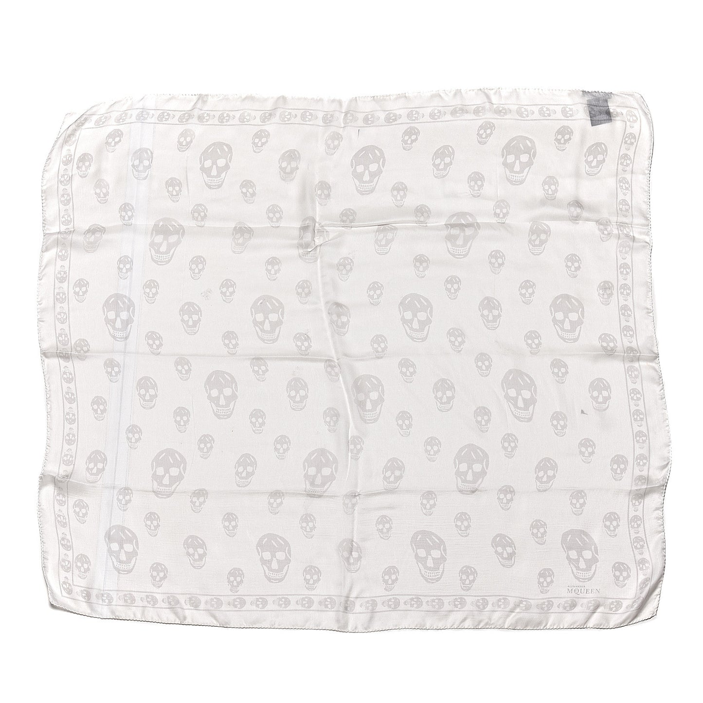 Silk Chiffon Skull Scarf Ivory Grey