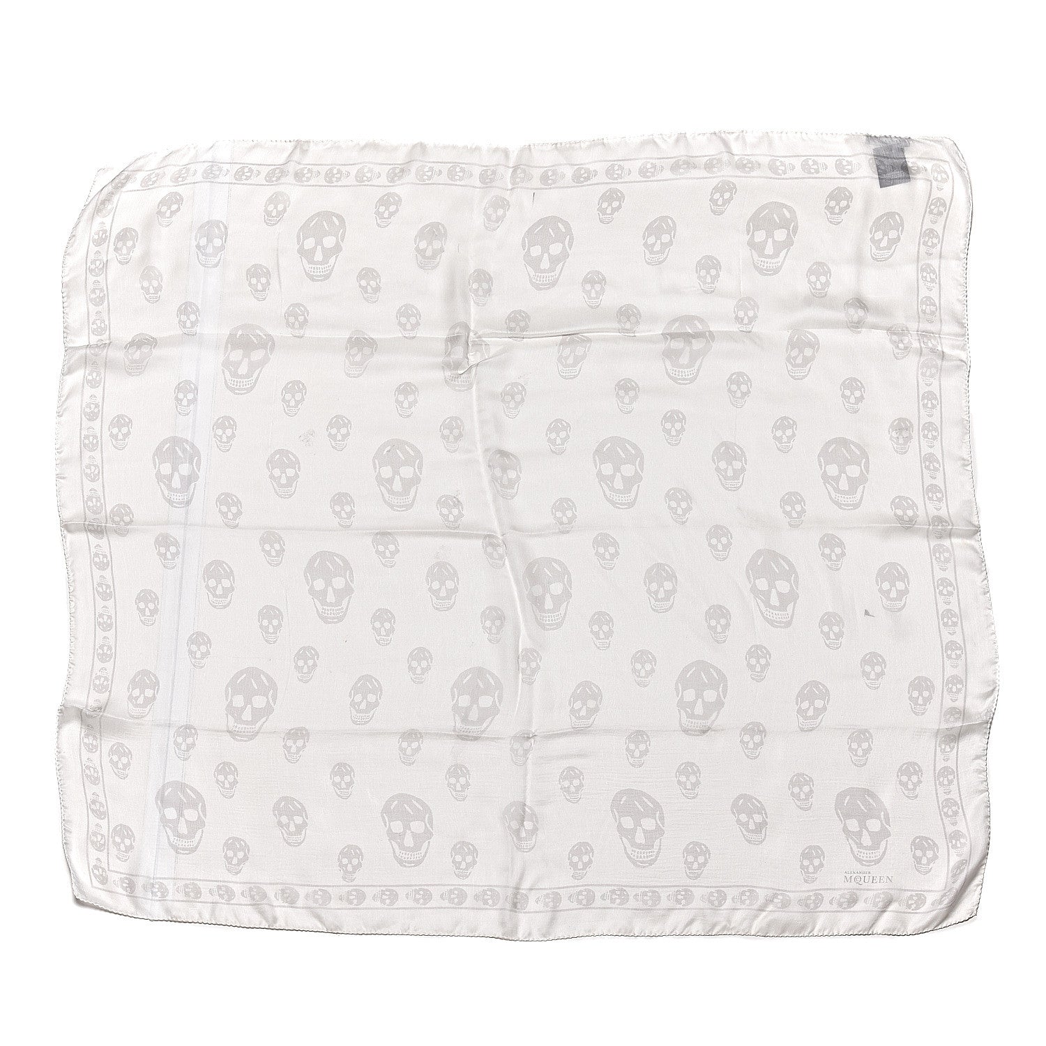 Alexander McQueen Silk Chiffon Skull Scarf Ivory Grey 1 of 4