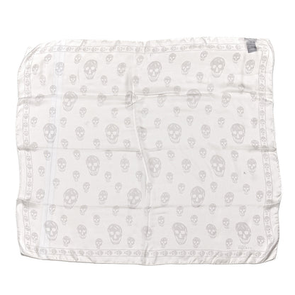 Alexander McQueen Silk Chiffon Skull Scarf Ivory Grey 1 of 4